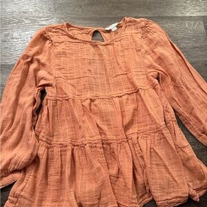 American Eagle Xs Long-Sleeve Tiered Peasant Top - Rust